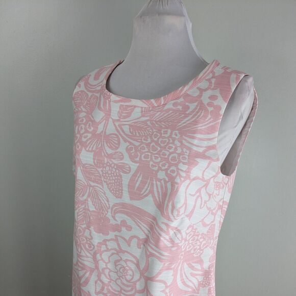 Talbots Dress 10 Pink Sleeveless Floral Sheath Short Mini White Easter Shower - Picture 9 of 11